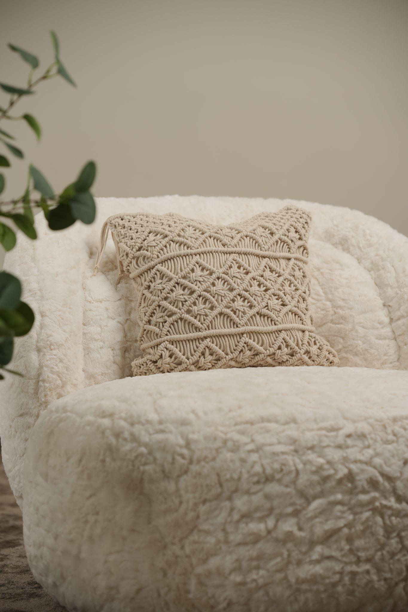 Ivory Macrame cushion