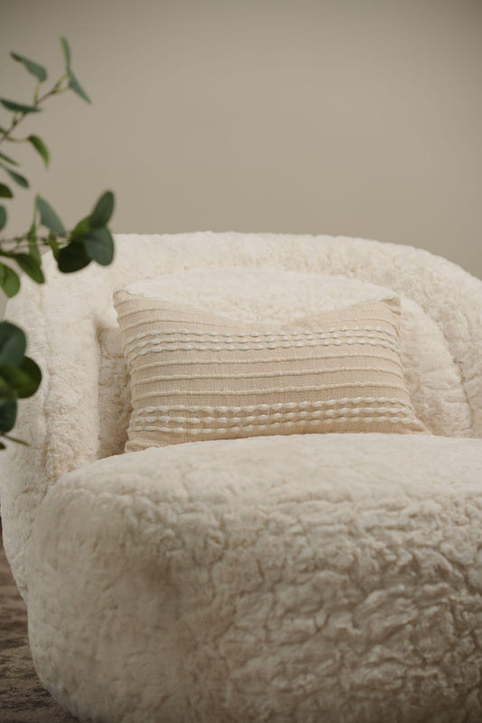 Lumbard Cushion WHite beeds strips
