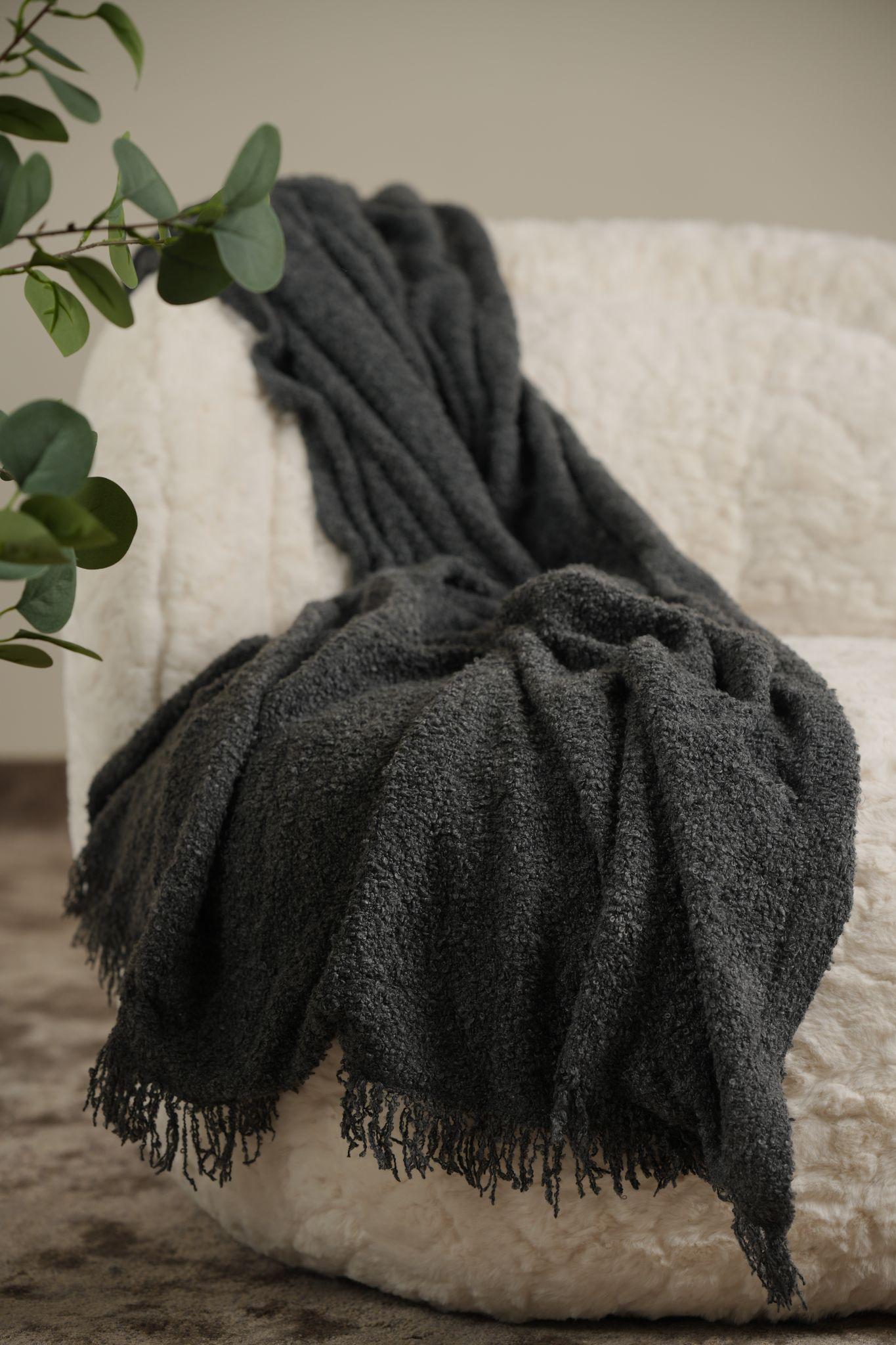 Sofa throw Dark grey textured