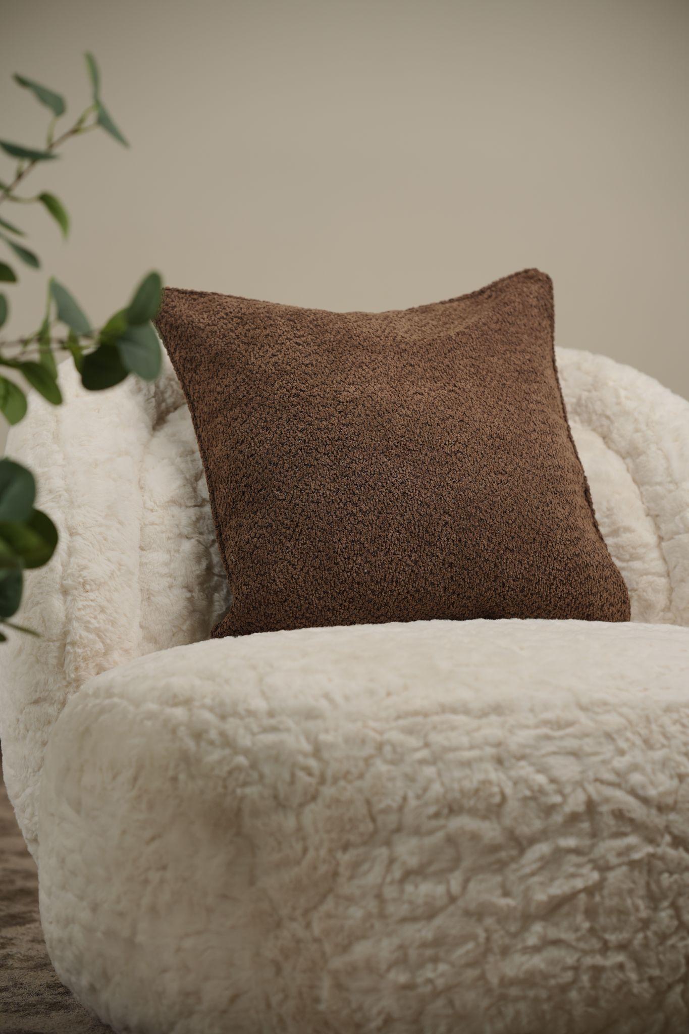 Teddy brown boucle cushion