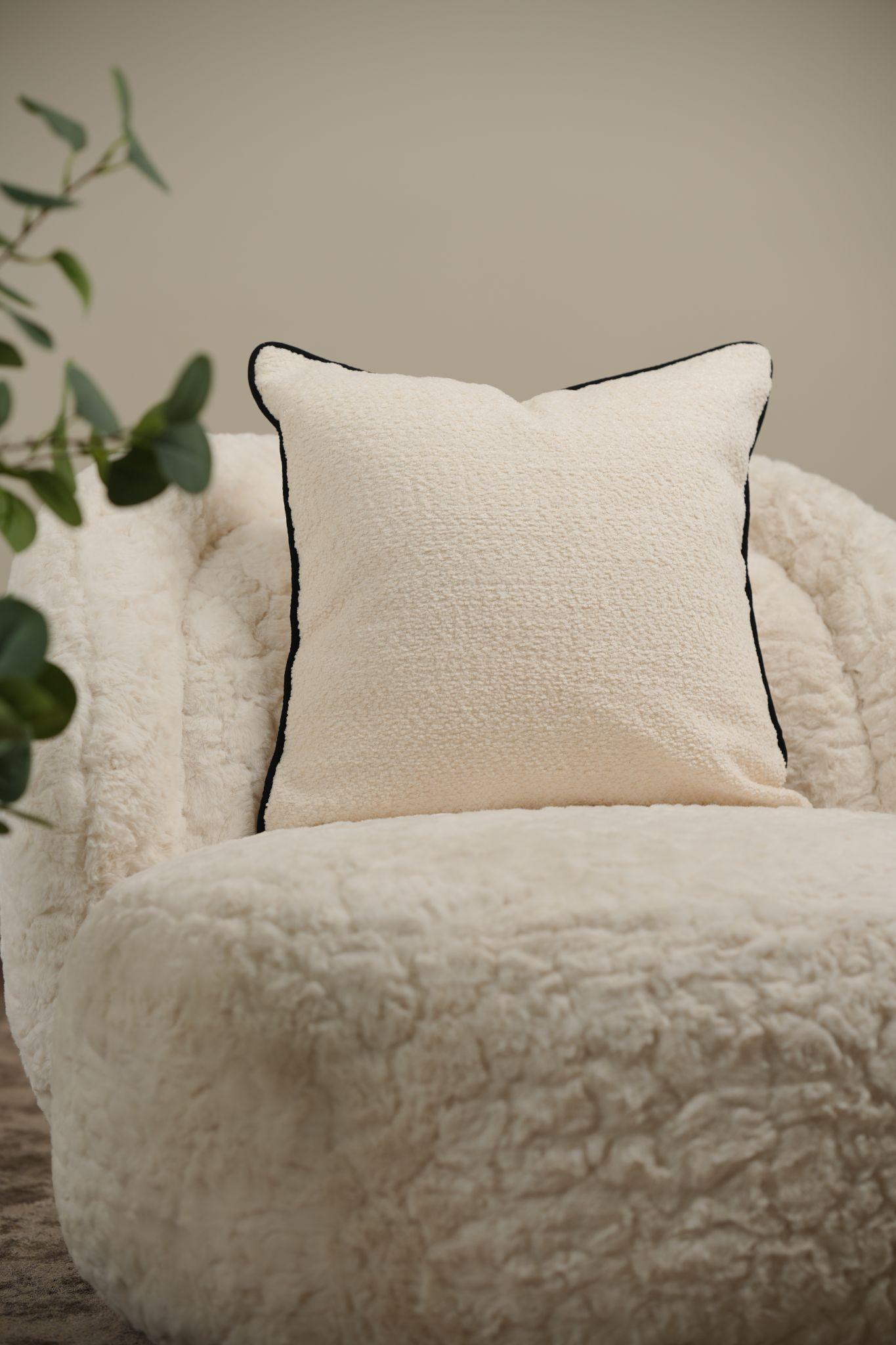 Teddy white boucle cushion